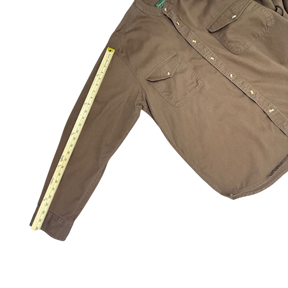 Scandia Woods Shirt 2XL‎ Brown Cotton Banded Mandarin Collar Workwear Vintage - Picture 6 of 6